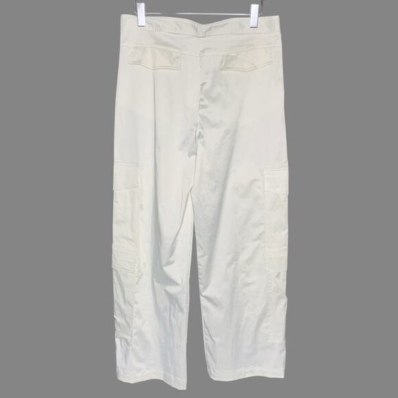Zara XL Ivory Ruched Satin Effect Cargo Pant Wide Leg High Rise *flaw - Picture 3 of 13